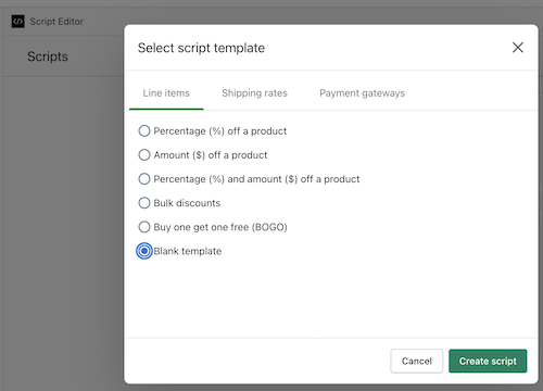 Shopify Script Editor
